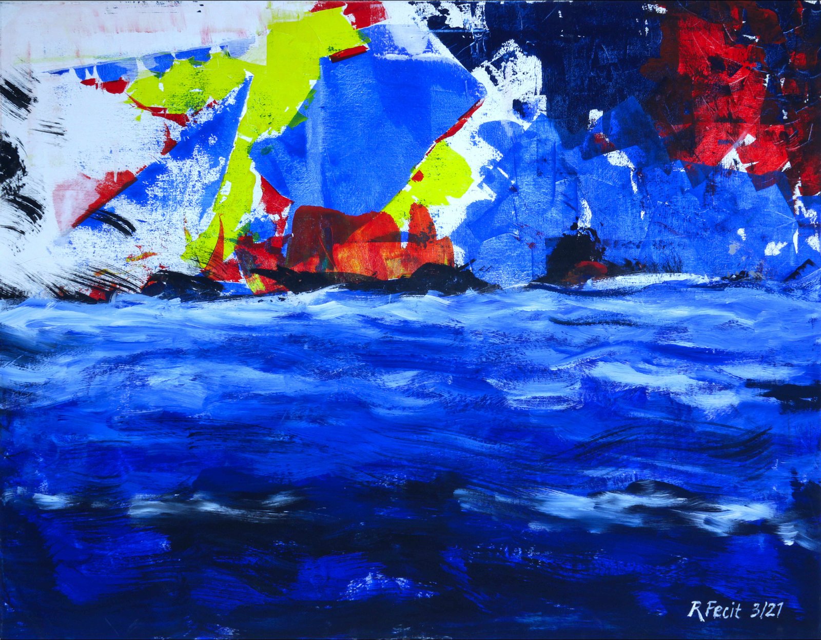 Robert Fecit, Regatta, 2021, 80 x 100 cm, Acryl auf Leinwand