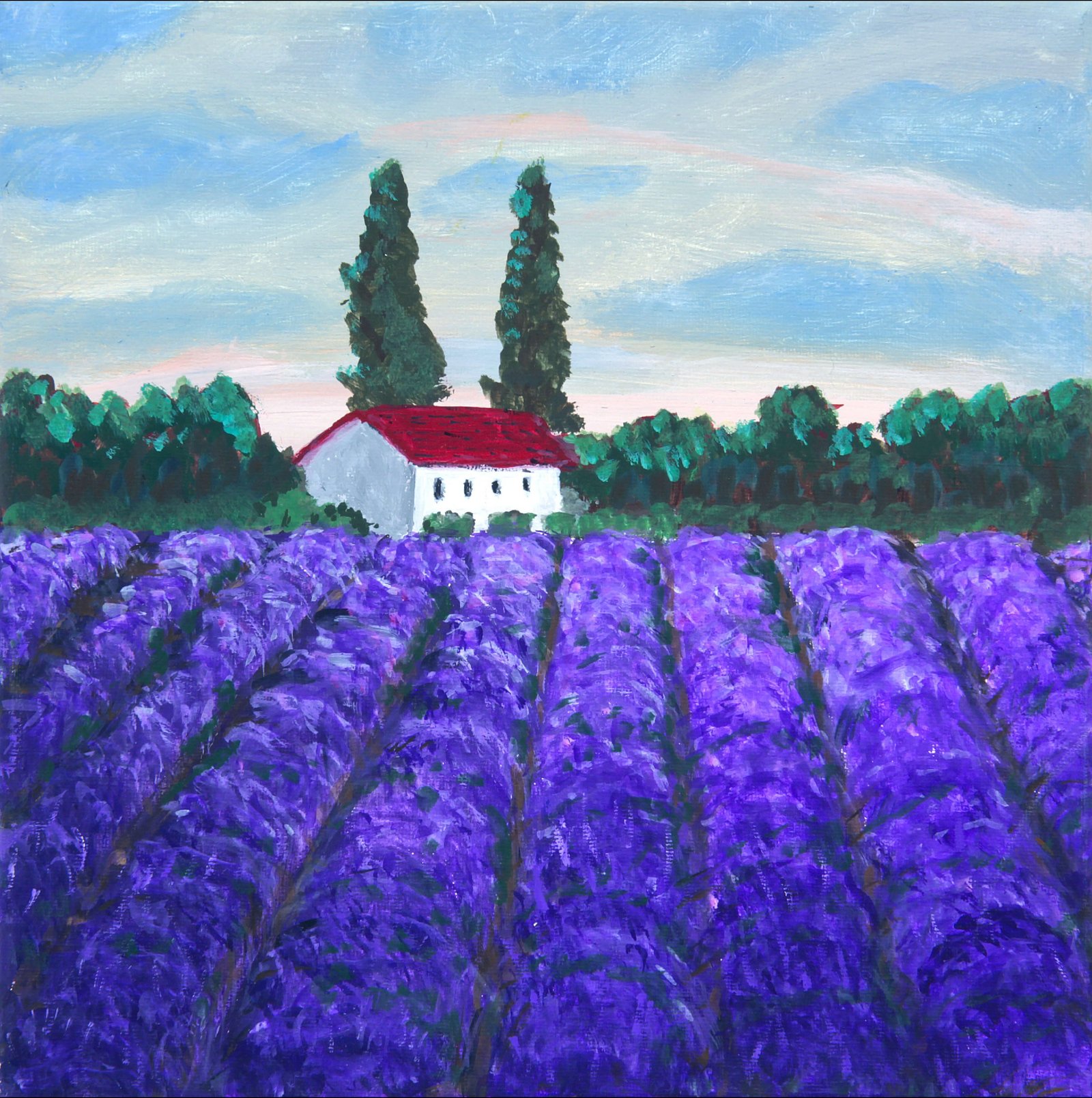 Gitti Voss, Provence, 2020, 30 X 30 cm, Acrylfarbe auf Leinwand